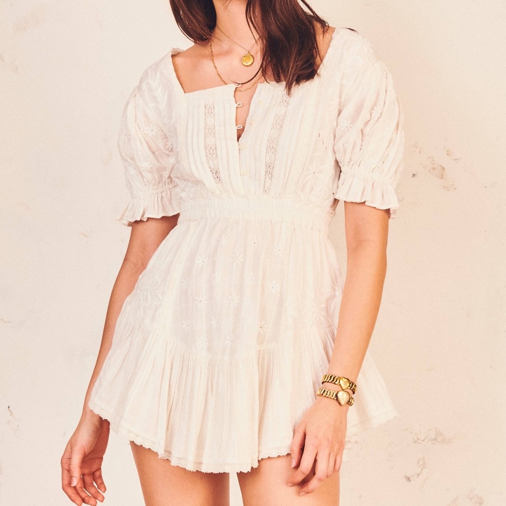 LoveShackFancy Tomasina Mini Dress in White